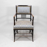 H. W. Batley or E. W. Godwin for Collinson & Lock attributed. An Aesthetic Movement Ebonized Walnut Armchair - Thumbnail 2