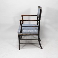 H. W. Batley or E. W. Godwin for Collinson & Lock attributed. An Aesthetic Movement Ebonized Walnut Armchair - Thumbnail 4
