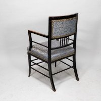 H. W. Batley or E. W. Godwin for Collinson & Lock attributed. An Aesthetic Movement Ebonized Walnut Armchair - Thumbnail 5