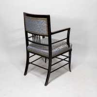 H. W. Batley or E. W. Godwin for Collinson & Lock attributed. An Aesthetic Movement Ebonized Walnut Armchair - Thumbnail 6