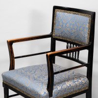 H. W. Batley or E. W. Godwin for Collinson & Lock attributed. An Aesthetic Movement Ebonized Walnut Armchair - Thumbnail 11