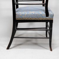 H. W. Batley or E. W. Godwin for Collinson & Lock attributed. An Aesthetic Movement Ebonized Walnut Armchair - Thumbnail 15