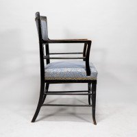 H. W. Batley or E. W. Godwin for Collinson & Lock attributed. An Aesthetic Movement Ebonized Walnut Armchair - Thumbnail 16