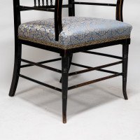 H. W. Batley or E. W. Godwin for Collinson & Lock attributed. An Aesthetic Movement Ebonized Walnut Armchair - Thumbnail 18