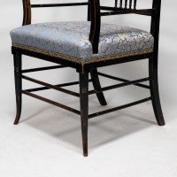 H. W. Batley or E. W. Godwin for Collinson & Lock attributed. An Aesthetic Movement Ebonized Walnut Armchair - Thumbnail 19