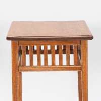 E. W. Godwin, attributed. An Anglo-Japanese Quarter Sawn Oak Side Table. The Top with a Double Molded Edge with Simple Slatted Decoration - Thumbnail 12