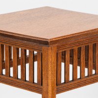 E. W. Godwin, attributed. An Anglo-Japanese Quarter Sawn Oak Side Table. The Top with a Double Molded Edge with Simple Slatted Decoration - Thumbnail 16