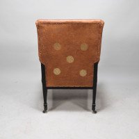 E. W. Godwin Design. attributed. An Anglo-Japanese Armchair with Slightly Curved Pagoda Shaped Arms & Fine Lattice Detailing - Thumbnail 6