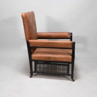 E. W. Godwin Design. attributed. An Anglo-Japanese Armchair with Slightly Curved Pagoda Shaped Arms & Fine Lattice Detailing - Thumbnail 8