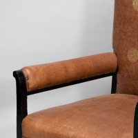 E. W. Godwin Design. attributed. An Anglo-Japanese Armchair with Slightly Curved Pagoda Shaped Arms & Fine Lattice Detailing - Thumbnail 11