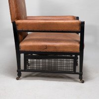 E. W. Godwin Design. attributed. An Anglo-Japanese Armchair with Slightly Curved Pagoda Shaped Arms & Fine Lattice Detailing - Thumbnail 13