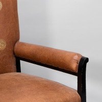 E. W. Godwin Design. attributed. An Anglo-Japanese Armchair with Slightly Curved Pagoda Shaped Arms & Fine Lattice Detailing - Thumbnail 10