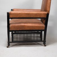 E. W. Godwin Design. attributed. An Anglo-Japanese Armchair with Slightly Curved Pagoda Shaped Arms & Fine Lattice Detailing - Thumbnail 17