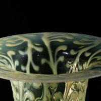 A Set of Three Vaseline Bell Shades with Raised Trailing Leaf Decoration - Thumbnail 9