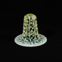 A Set of Three Vaseline Bell Shades with Raised Trailing Leaf Decoration - Thumbnail 14