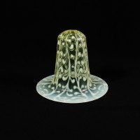 A Set of Three Vaseline Bell Shades with Raised Trailing Leaf Decoration - Thumbnail 16