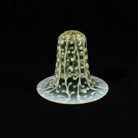 A Set of Three Vaseline Bell Shades with Raised Trailing Leaf Decoration - Thumbnail 17