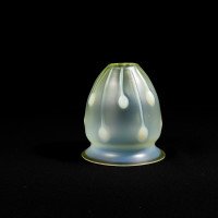 Two Arts & Crafts Vaseline/Uranium Glass Shades, One with Stripes One with Spots - Thumbnail 26