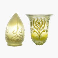 Two Peacock Feather Vaseline Shades