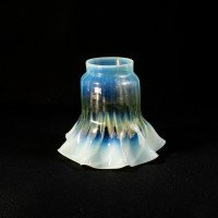 Arts and Crafts, c.1900 Ribbed Vaseline Glass Shade with Ruffled Rim - Thumbnail 9