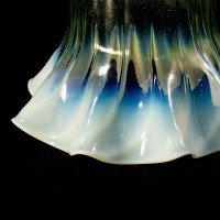 Arts and Crafts, c.1900 Ribbed Vaseline Glass Shade with Ruffled Rim - Thumbnail 10