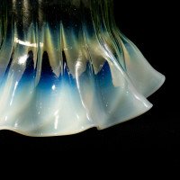 Arts and Crafts, c.1900 Ribbed Vaseline Glass Shade with Ruffled Rim - Thumbnail 11