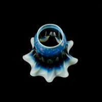 Arts and Crafts, c.1900 Ribbed Vaseline Glass Shade with Ruffled Rim - Thumbnail 12
