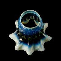 Arts and Crafts, c.1900 Ribbed Vaseline Glass Shade with Ruffled Rim - Thumbnail 13