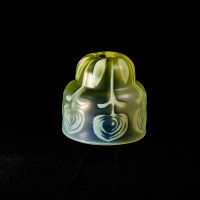 Arts and Crafts, c.1900 Set of Three Peacock Feather Vaseline Glass Shades - Thumbnail 18