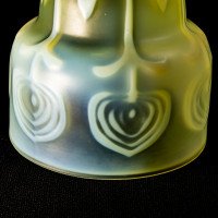Arts and Crafts, c.1900 Set of Three Peacock Feather Vaseline Glass Shades - Thumbnail 31