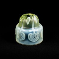 Arts and Crafts, c.1900 Set of Three Peacock Feather Vaseline Glass Shades - Thumbnail 33