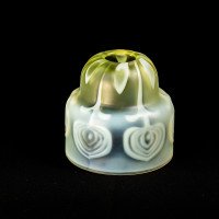 Arts and Crafts, c.1900 Set of Three Peacock Feather Vaseline Glass Shades - Thumbnail 37