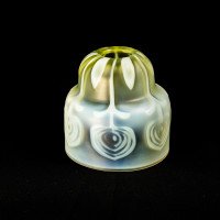 Arts and Crafts, c.1900 Set of Three Peacock Feather Vaseline Glass Shades - Thumbnail 39