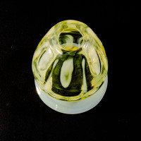 A Vaseline Shade with a Gracefully Rounded Shape & Intricate Peacock Feather Decoration - Thumbnail 14