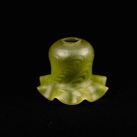 Arts and Crafts, c.1900 Swirled Vaseline Glass Shade with Ruffled Rim - Thumbnail 3