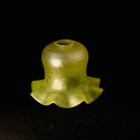 Arts and Crafts, c.1900 Swirled Vaseline Glass Shade with Ruffled Rim - Thumbnail 6