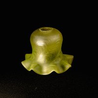 Arts and Crafts, c.1900 Swirled Vaseline Glass Shade with Ruffled Rim - Thumbnail 7