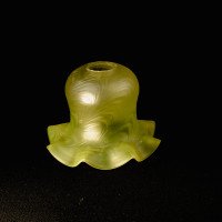 Arts and Crafts, c.1900 Swirled Vaseline Glass Shade with Ruffled Rim - Thumbnail 8