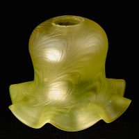 Arts and Crafts, c.1900 Swirled Vaseline Glass Shade with Ruffled Rim