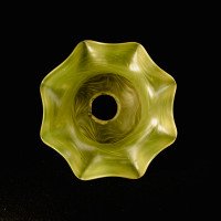 Arts and Crafts, c.1900 Swirled Vaseline Glass Shade with Ruffled Rim - Thumbnail 9