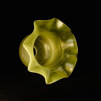 Arts and Crafts, c.1900 Swirled Vaseline Glass Shade with Ruffled Rim - Thumbnail 10