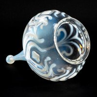 Arts and Crafts Vaseline Glass Teardrop Shades – Stylised Peacock Motifs - Thumbnail 11