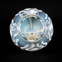Arts and Crafts Vaseline Glass Teardrop Shades – Stylised Peacock Motifs - Thumbnail 12