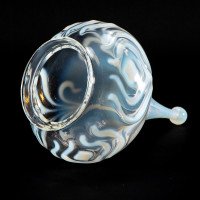 Arts and Crafts Vaseline Glass Teardrop Shades – Stylised Peacock Motifs - Thumbnail 13