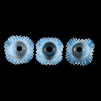 A Set of Six Opalescent Blue Vaseline Glass Shades with Textured Design & Delicately Ruffled Edges - Thumbnail 19