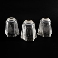 A Set of Three Acid-Etched Frosted Glass Shades with Intricate Floral & Garland Motifs - Thumbnail 3