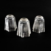 A Set of Three Acid-Etched Frosted Glass Shades with Intricate Floral & Garland Motifs - Thumbnail 5