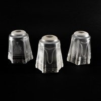 A Set of Three Acid-Etched Frosted Glass Shades with Intricate Floral & Garland Motifs - Thumbnail 6