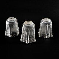 A Set of Three Acid-Etched Frosted Glass Shades with Intricate Floral & Garland Motifs - Thumbnail 7