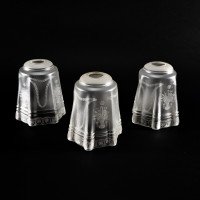 A Set of Three Acid-Etched Frosted Glass Shades with Intricate Floral & Garland Motifs - Thumbnail 8